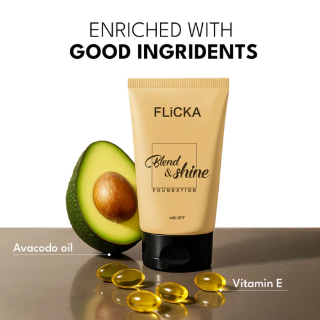 FLICKA Silk Touch & Blend & Shine Face Trio Deal | Hydrating Primer + SPF Foundation + Concealer