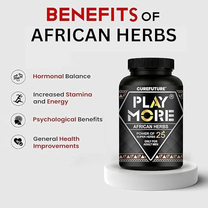 Play More Powerful African Herbs Powder for Men – 150g | 25Natural Herbs Energy & Overall Wellbeing