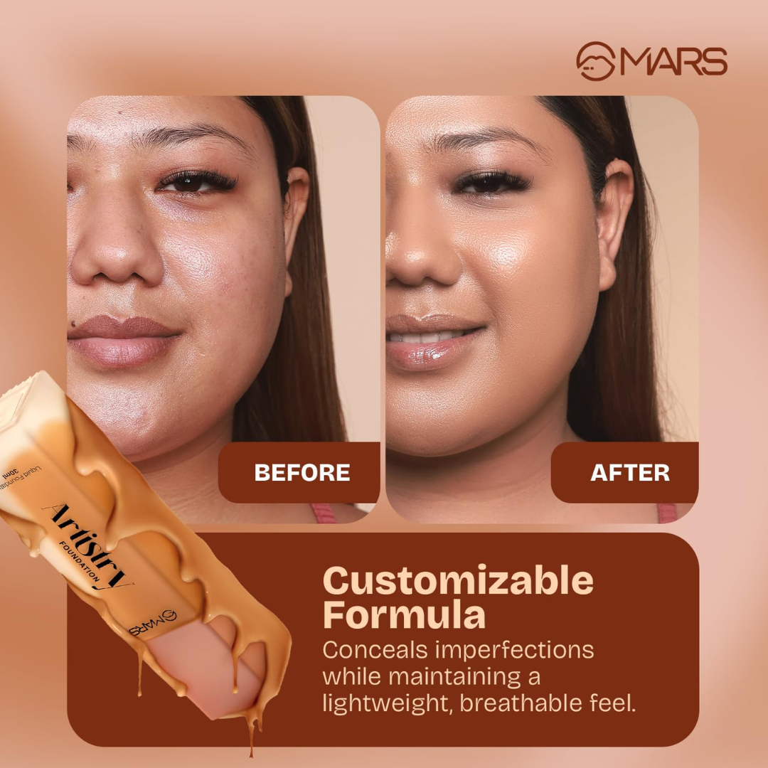 MARS Liquid Blossom Foundation & Concealer Set | SPF 50+ PA++++, Longwear, Crease-Resistant & Customizable Coverage