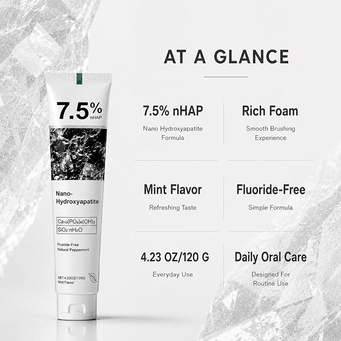 Ayzololo 7.5% Hydroxyapatite Toothpaste,Gentle and Effective Formula,Fresh Mint (Pack of 1)