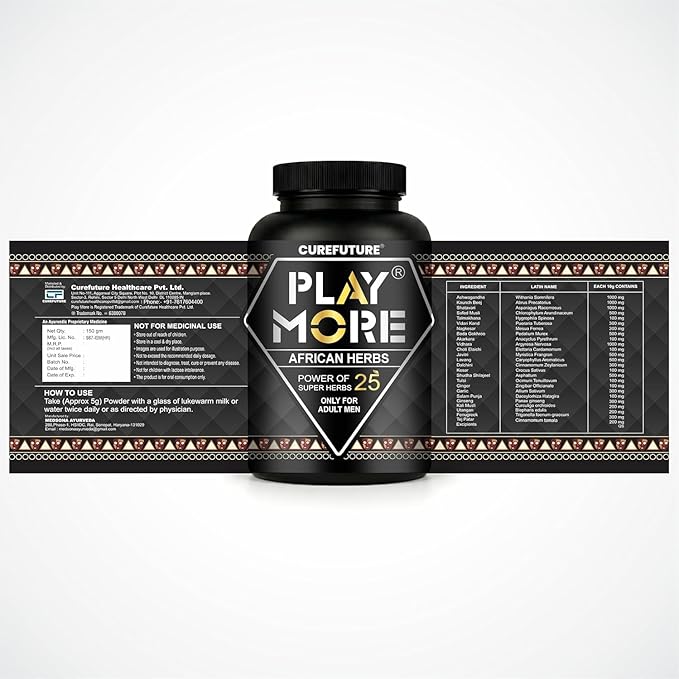 Play More Powerful African Herbs Powder for Men – 150g | 25Natural Herbs Energy & Overall Wellbeing