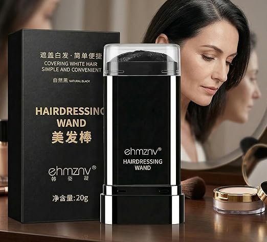 Sanzara Instant Hair Color Stick for White Hair Coverage – Waterproof & Sweat-Proof Root Touch-Up – Quick Grey Hair Cover Stick with Easy Comb Applicator (Black)