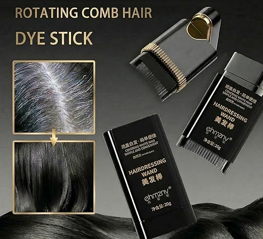 Sanzara Instant Hair Color Stick for White Hair Coverage – Waterproof & Sweat-Proof Root Touch-Up – Quick Grey Hair Cover Stick with Easy Comb Applicator (Black)