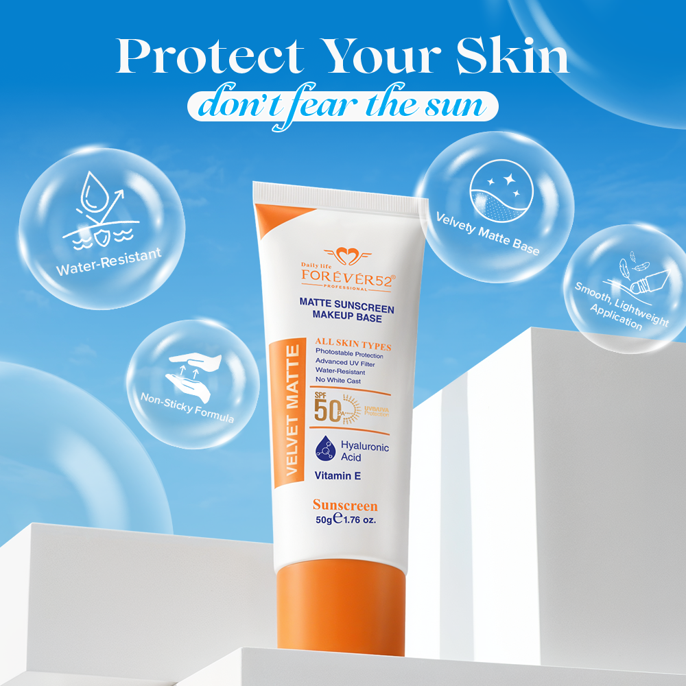 Forever52 Velvet Matte Sunscreen Makeup Base SPF 50 PA+++ | Lightweight Primer & UV Protection (50g)