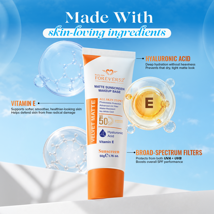 Forever52 Velvet Matte Sunscreen Makeup Base SPF 50 PA+++ | Lightweight Primer & UV Protection (50g)